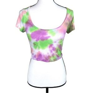 Truly Madly Deeply Tie Dye Ribbed Crop T-Shirt